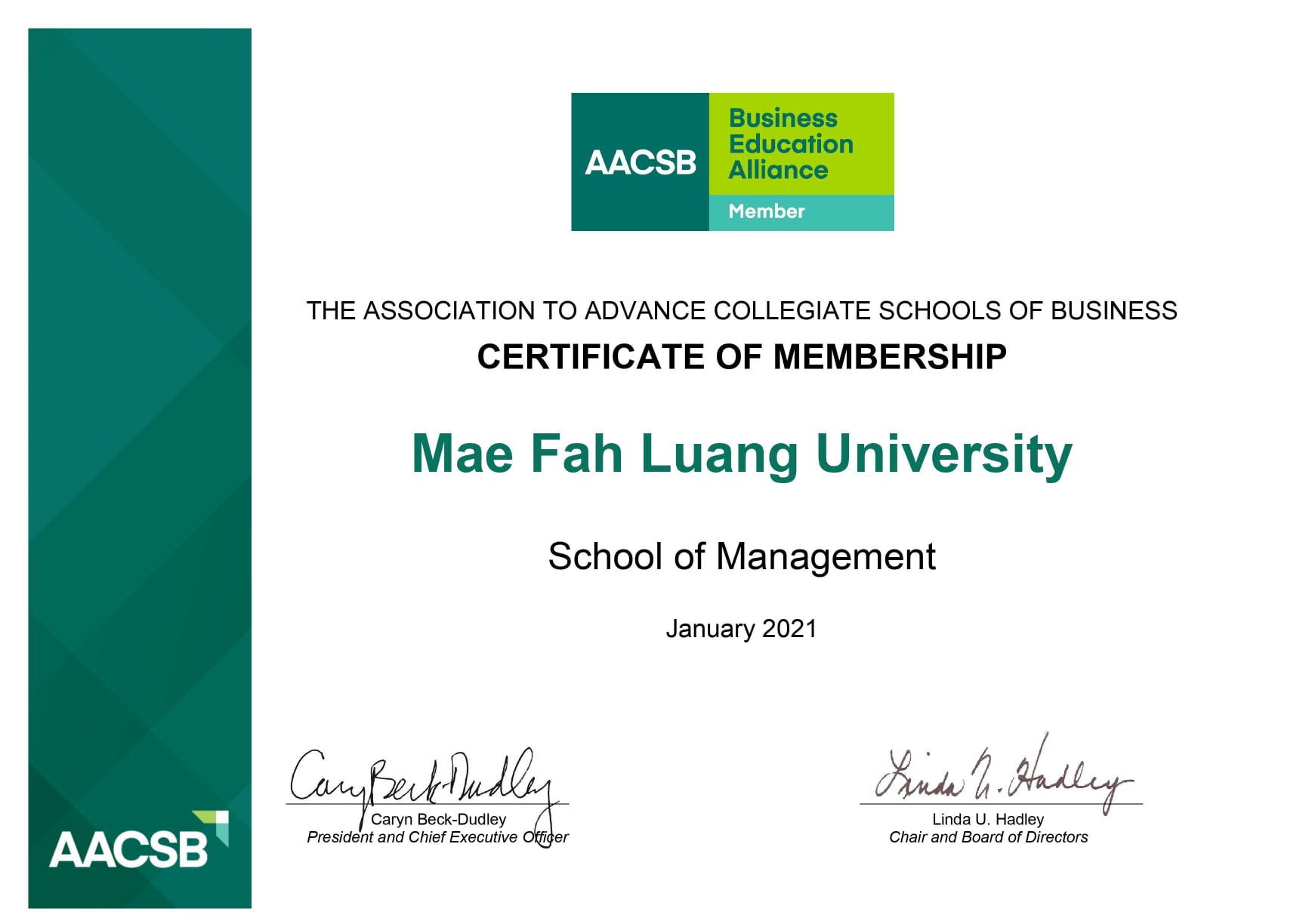 The School of Management is Officially an AACSB Member