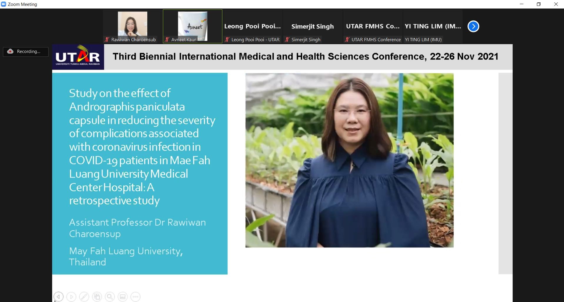 MFU Lecturer Shares the New Finding in the 3rd Biennial International Medical & Health Science Conference 2021