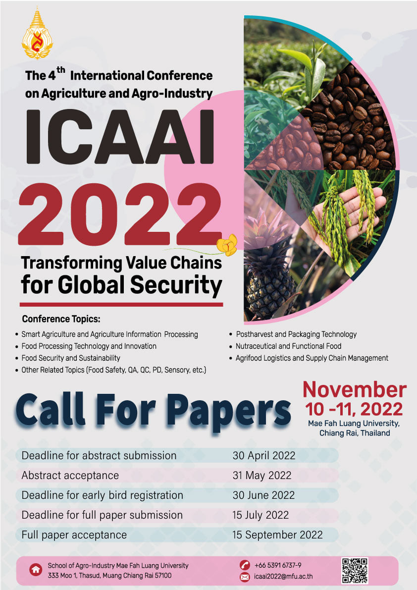 CALL FOR PAPERS: The 4th International Conference on Agriculture and Agro-Industry 2022 