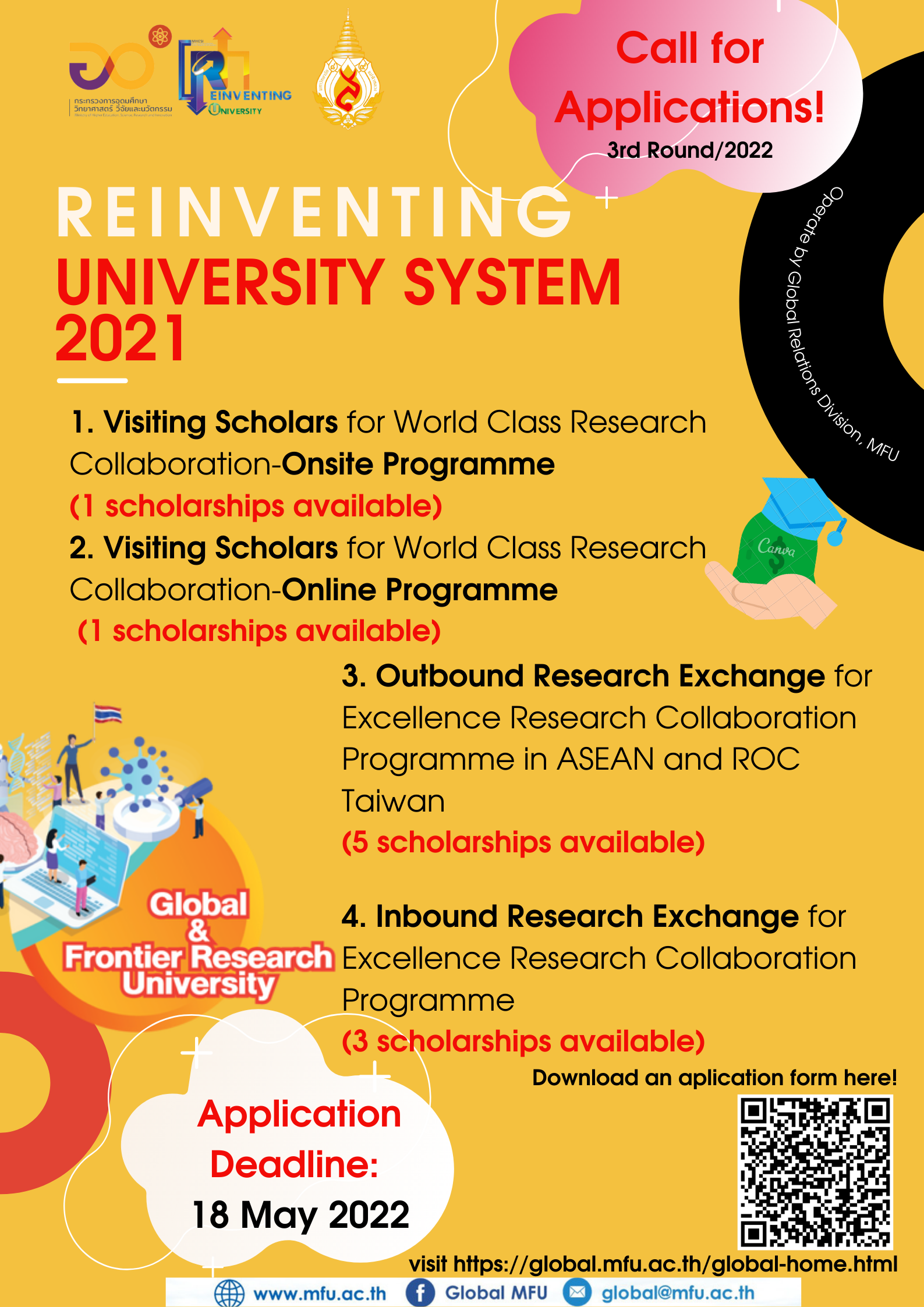 Call for Applications! Reinventing University System 2021 (the 3rd Round of Consideration for the Year 2022)